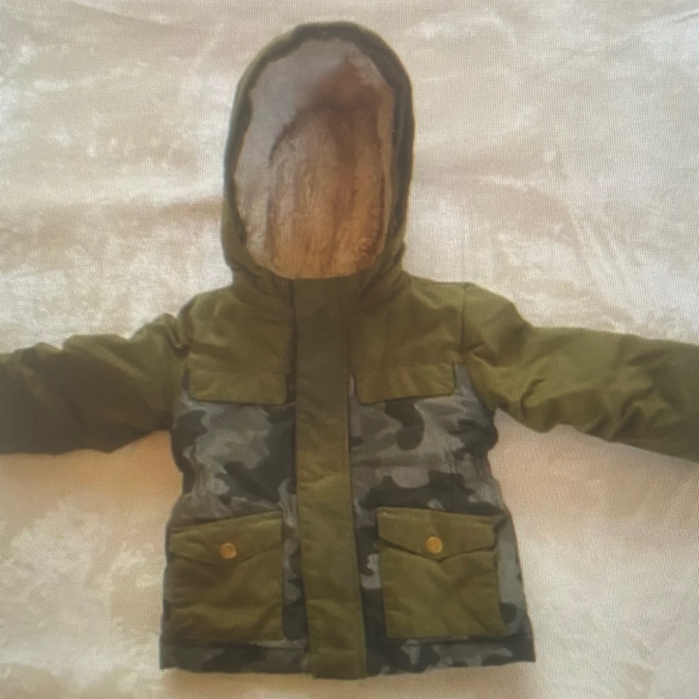 Camouflage Hooded Jacket with Faux Fur Lining